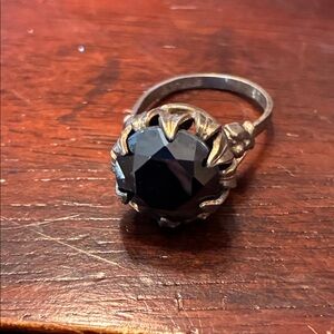 Sterling Silver Black Stone Cocktail Ring - Women's Fashion Ring